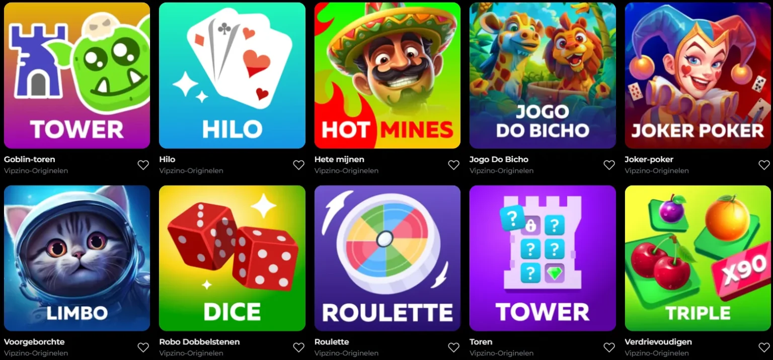 Exclusieve en originele Vipzino in-house casinospellen